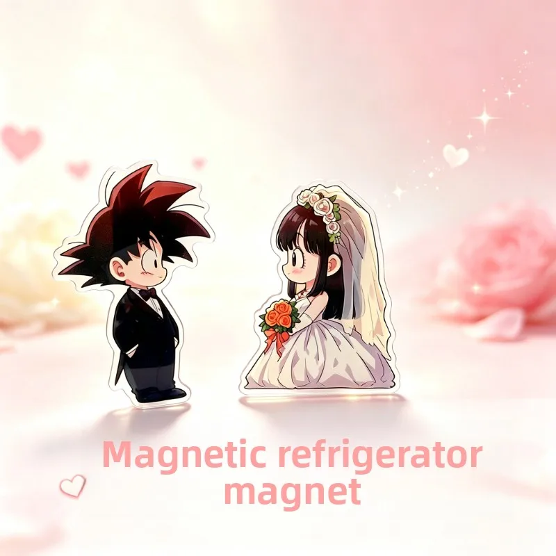 Dragon Ball cartoon cute wedding dress theme acrylic fridge magnet kawaii 2D magnetic charm anime merchandise wholesale
