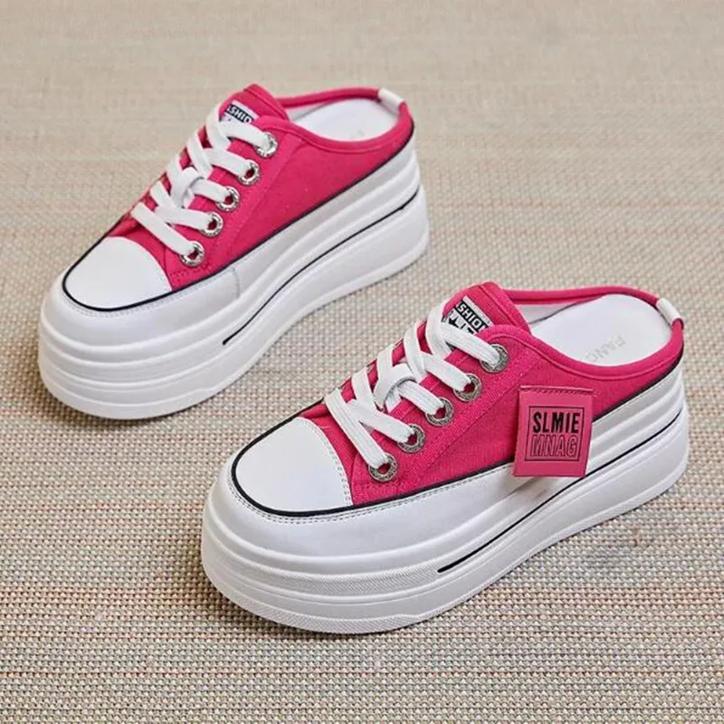 NEW Fashion Summer Sports Slippers Womens Vulcanized Shoes Flat Thick Bottom Widening Casual Breathable Sandals Slippers Middle