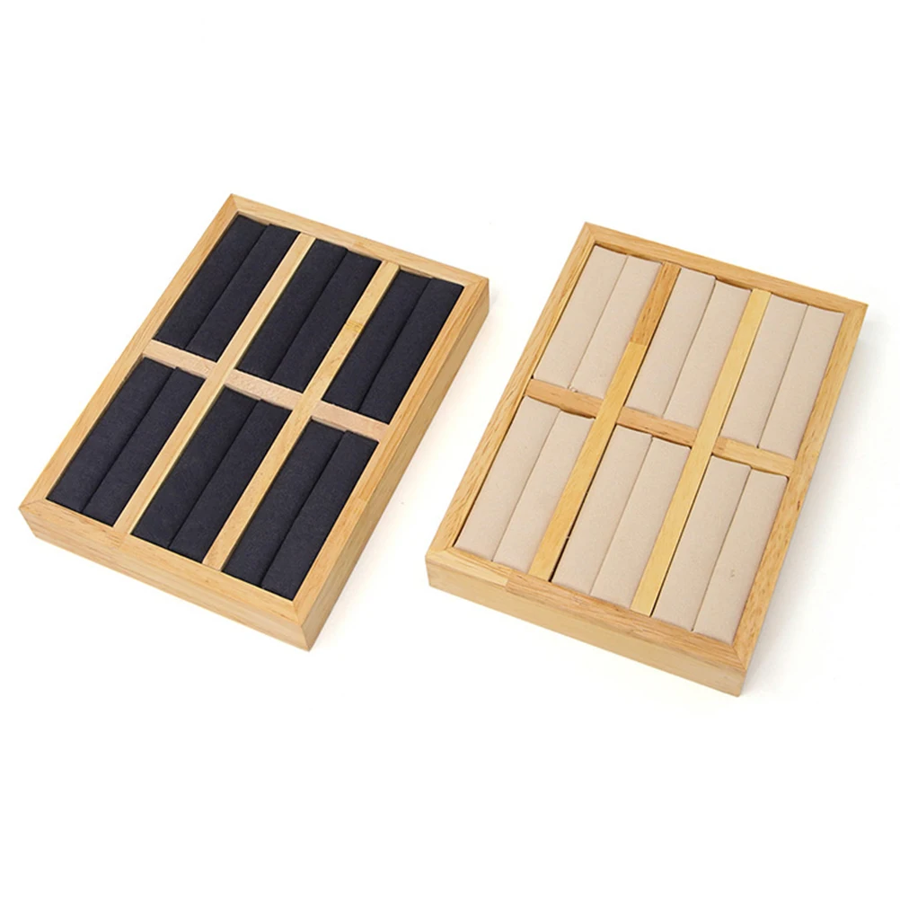 

1pc Solid Wood Ring Tray 6-Grid Jewelry Organizer Storage Box for Rings Display Stand Holder Wooden Jewelry Storage Box