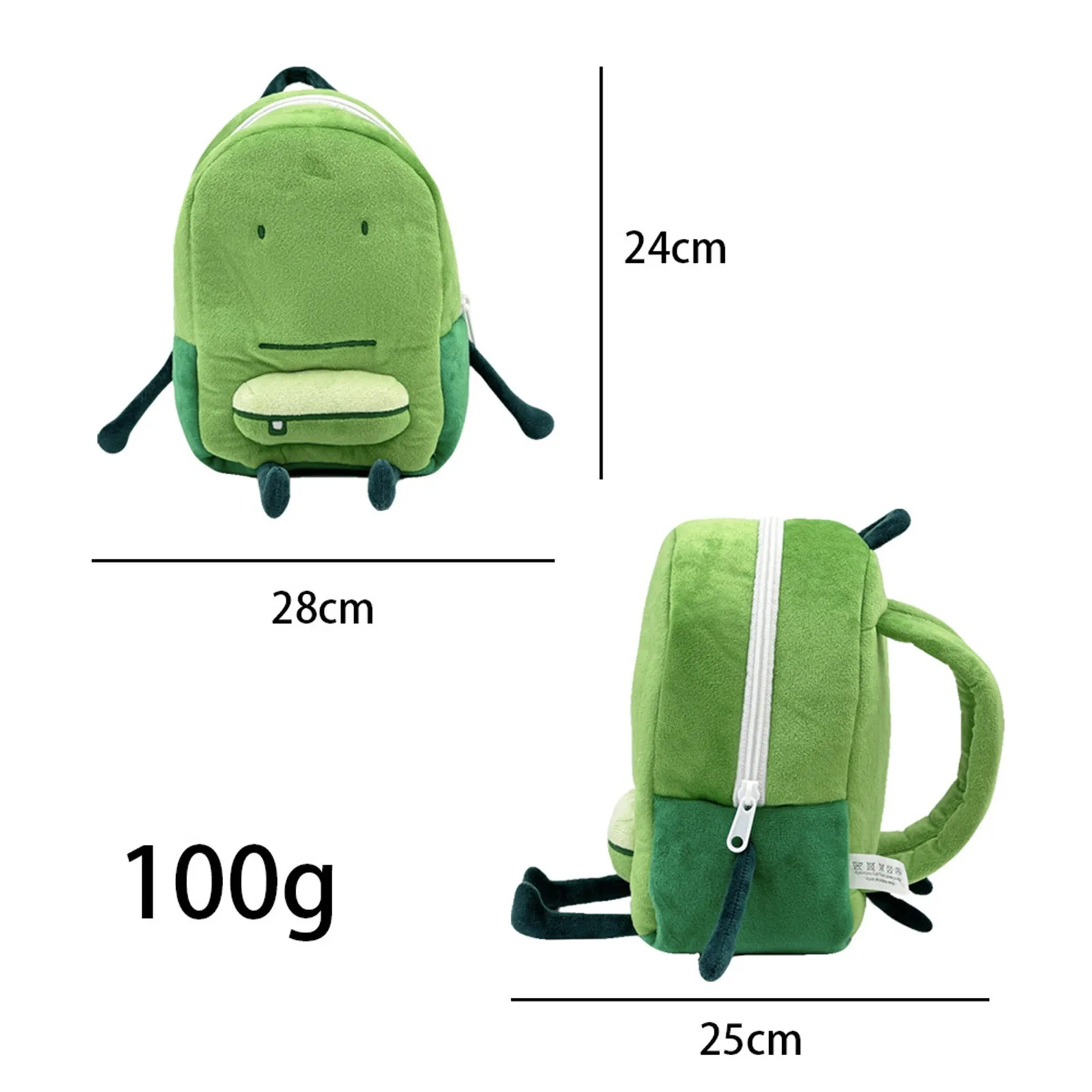 Kawaii Liam Plush Backpack Cute Green Shoulder Plushie Bag Creative Funny Doll Toys School Bags For Kids\' Birthday Gifts