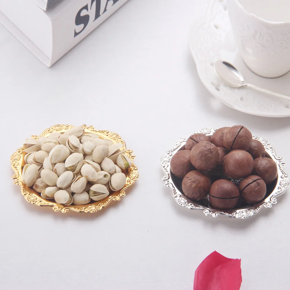 

3Pcs European Style Cake Tray Gold 10cm Diameter Eco-Friendly Material Safe for Food Home Decor Party Supplies