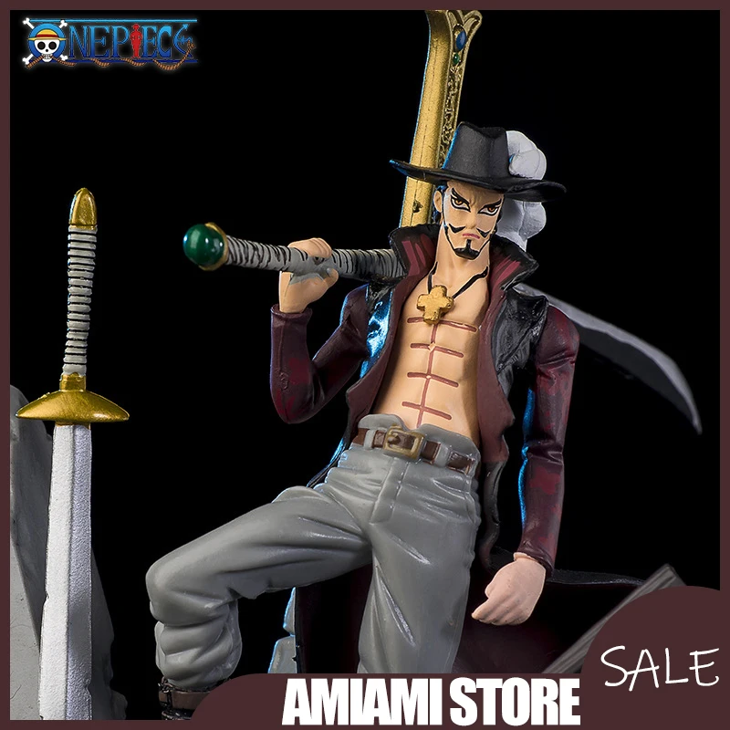Figura de batalla de guerra de una pieza de 17cm, edición de película, estatua de Dracule Mihawk, señor de la guerra del mar, modelo de adorno, Base, regalos para fanáticos