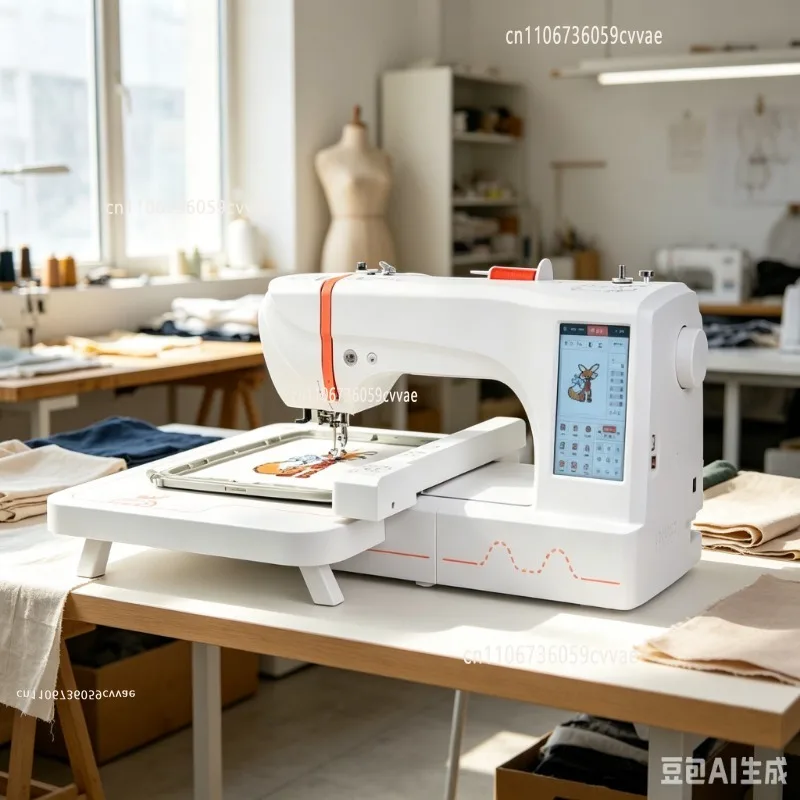 POOLIN Automatic Embroidery Machine Household Mini Electric Digital Embroidery Sewing Machine for Clothing Hat DIY