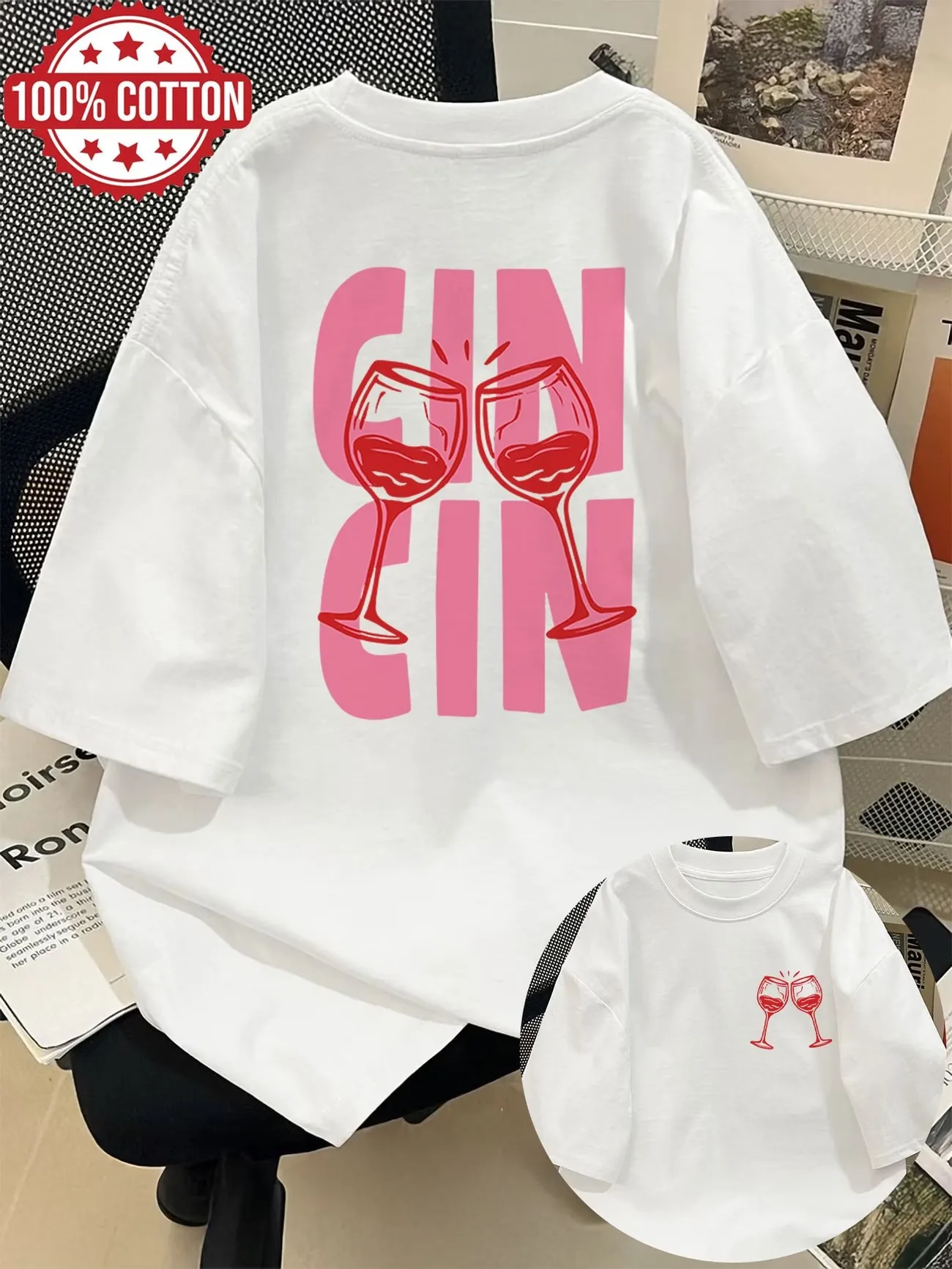 Lose 100% Baumwolle Y2k Vintage Drink T-Shirts für Damen, Lustige T-Shirts, E-Girl Koreanische Mode Grafik-Tees, Oberteile, Damenkleidung – Detail 3