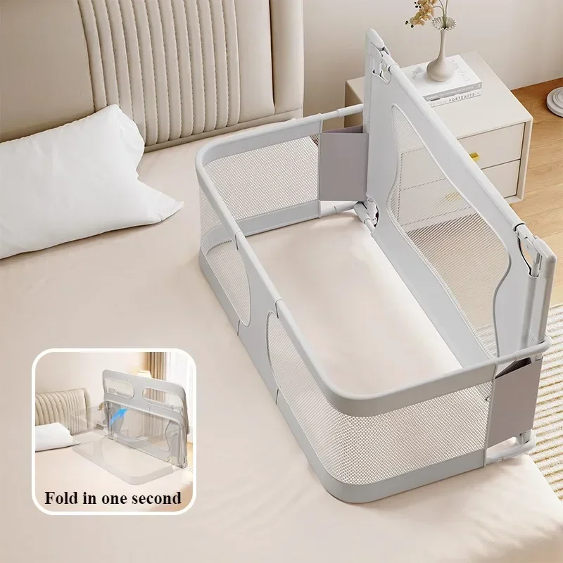 

Baby Bedside Bassinet Foldable Bed Side Baby Bassinet Portable Crib Breathable and Visible Mesh Window Soft Washable Liner Cover