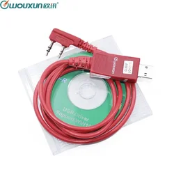 WOUXUN Red USB Programming Cable Walkie Talkie for KG-UVD1P KG-UV6D KG-UV8D KG-UV899 KG-UV9D PLUS Programming Software Cable+CD