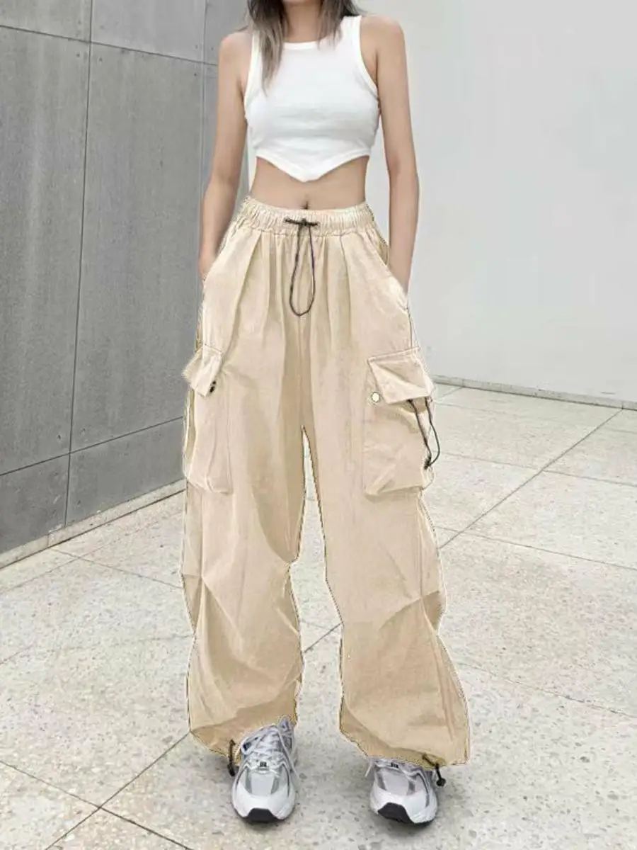 

Свободные широкие брюки-карго High Street, женские повседневные брюки в стиле ретро 2024, модная рабочая одежда