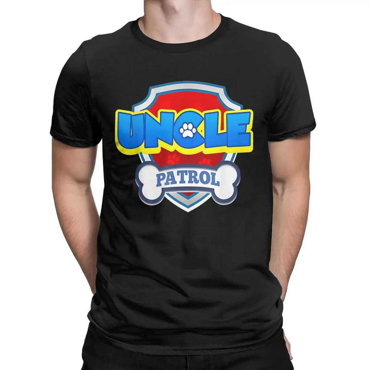 Uncle Patrol T Shirts Men's Cotton Amazing T-Shirts Round Collar Funny Dog Cartoon Tee Shirt Short Sleeve Tops Graphic Printed