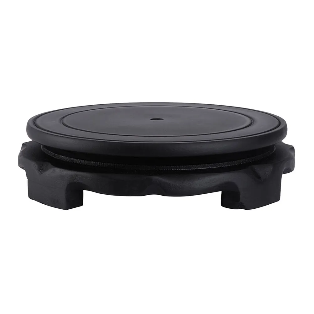 Matte Lacquered Wooden Round Base Rotating Display Stand for Aquarium Fish Tanks Vases Flowerpots Office Home Living Room Decor