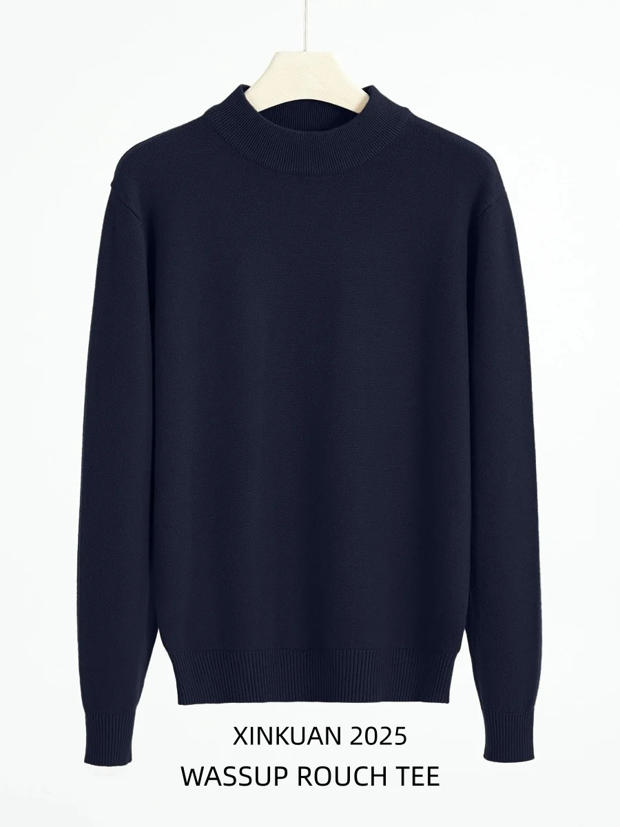 

Wassup Rouch Basic Sle f High Collar Color Warmth Knitted Sweater Men's Autumn Winter Base Layer Woolen irt