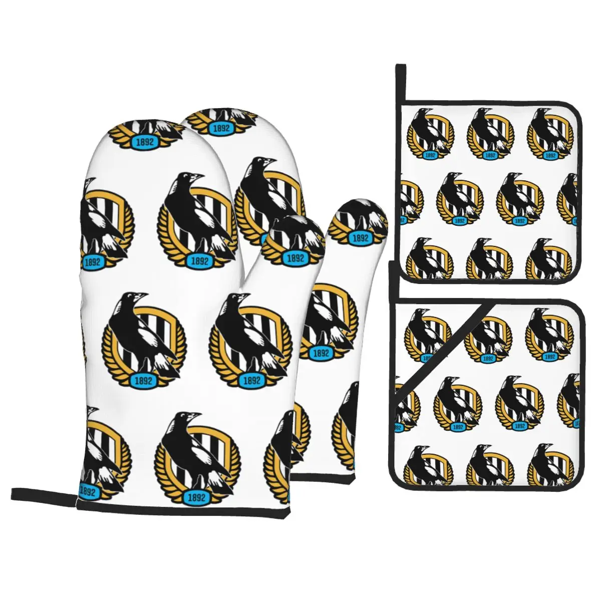 Newcastle United Logo Alternatif Oven Mitts and Pot Holder Sets of 4 for Baking Kitchen Cooking BBQ Resistant Non-Slip Gloves