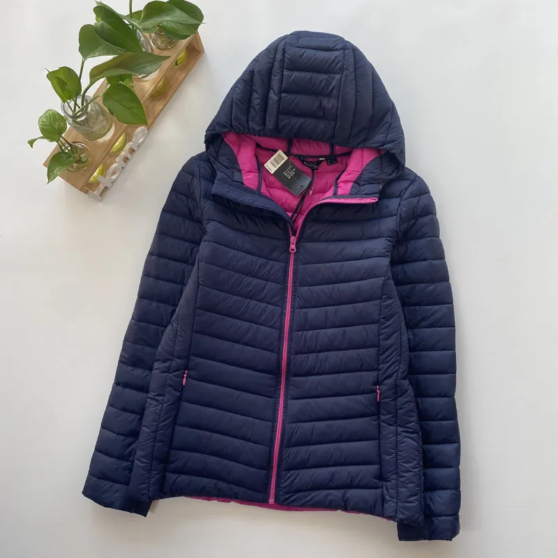 

Ultra-Light down Cotton Jaet Women's ort Casual Warm Cotton Coat Zipper Closure Nylon Fabric Pure Color Commute Sle