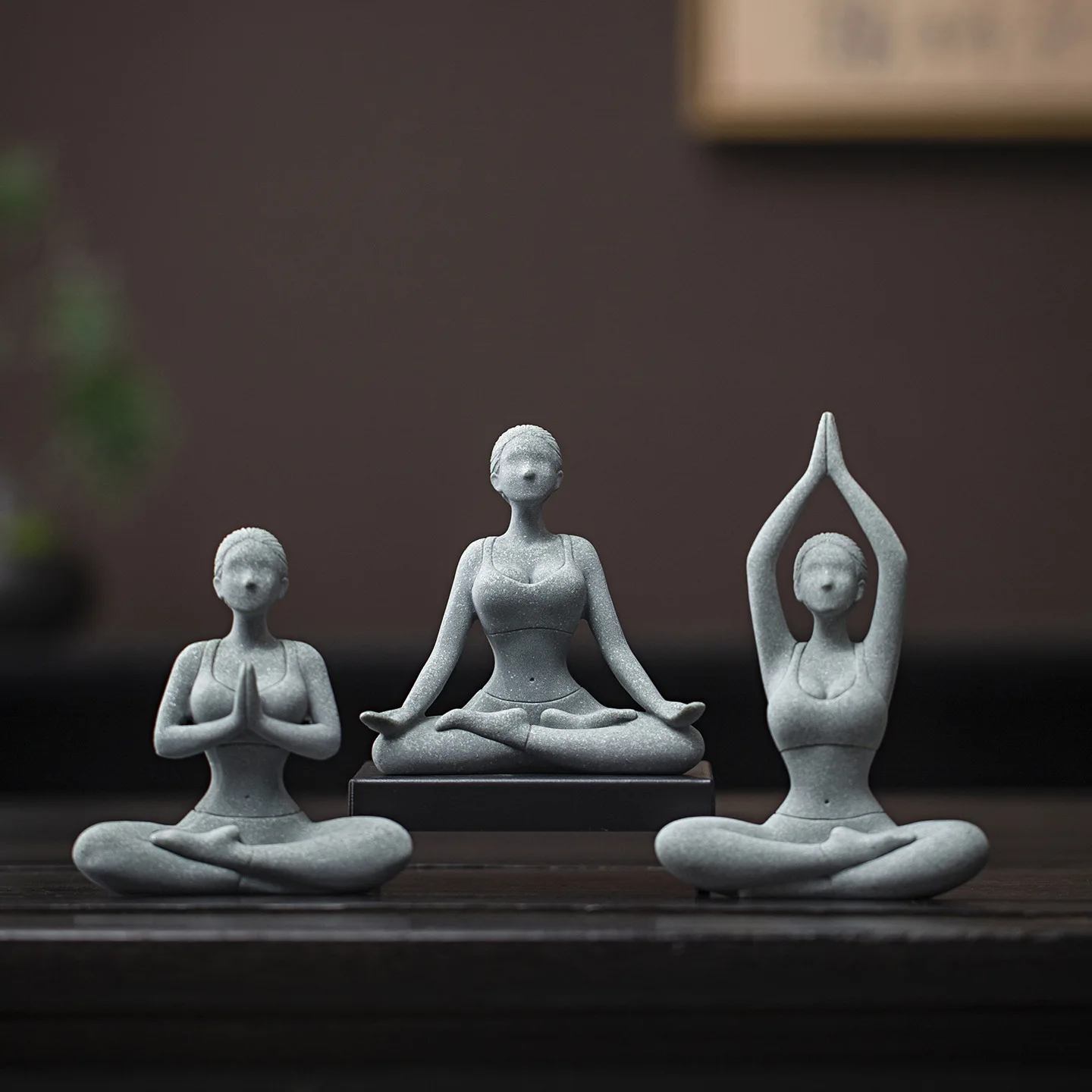 Artisan Bluestone Sculpture Of A Yoga Practitioner Zen Desktop Accent Piece Home Decor
