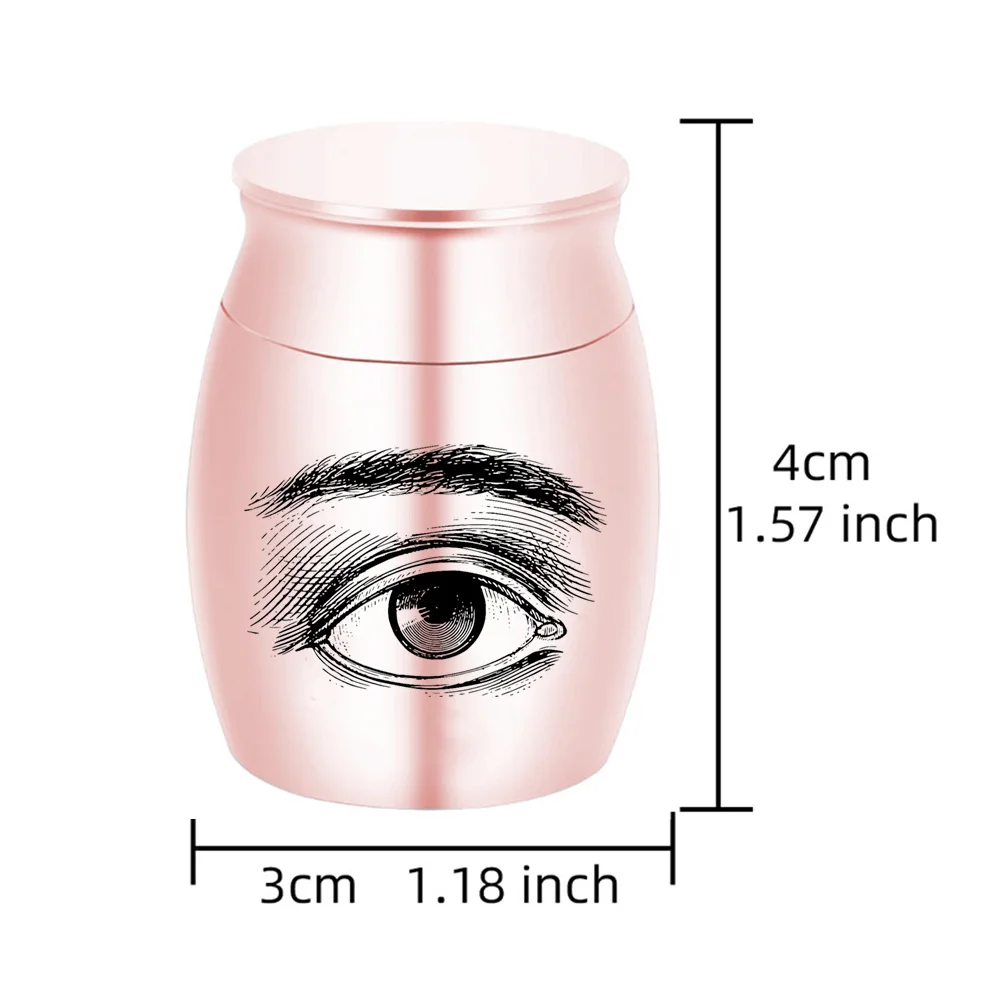 6 Color Cremation Urns Funeral Memorial Ash Can Store a Small Amount of Ashes Mini Aluminum alloy Ashes Urn Keepsake Carved Eyes