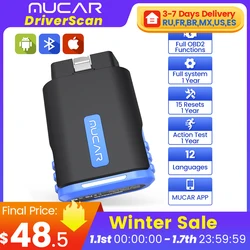 MUCAR DriverScan Auto-OBD2-Diagnosetool, alle Systemdiagnosen, bidirektionale Steuerung, aktives Testöl, SAS, ABS, DPF, 15 Reset für alle Autos