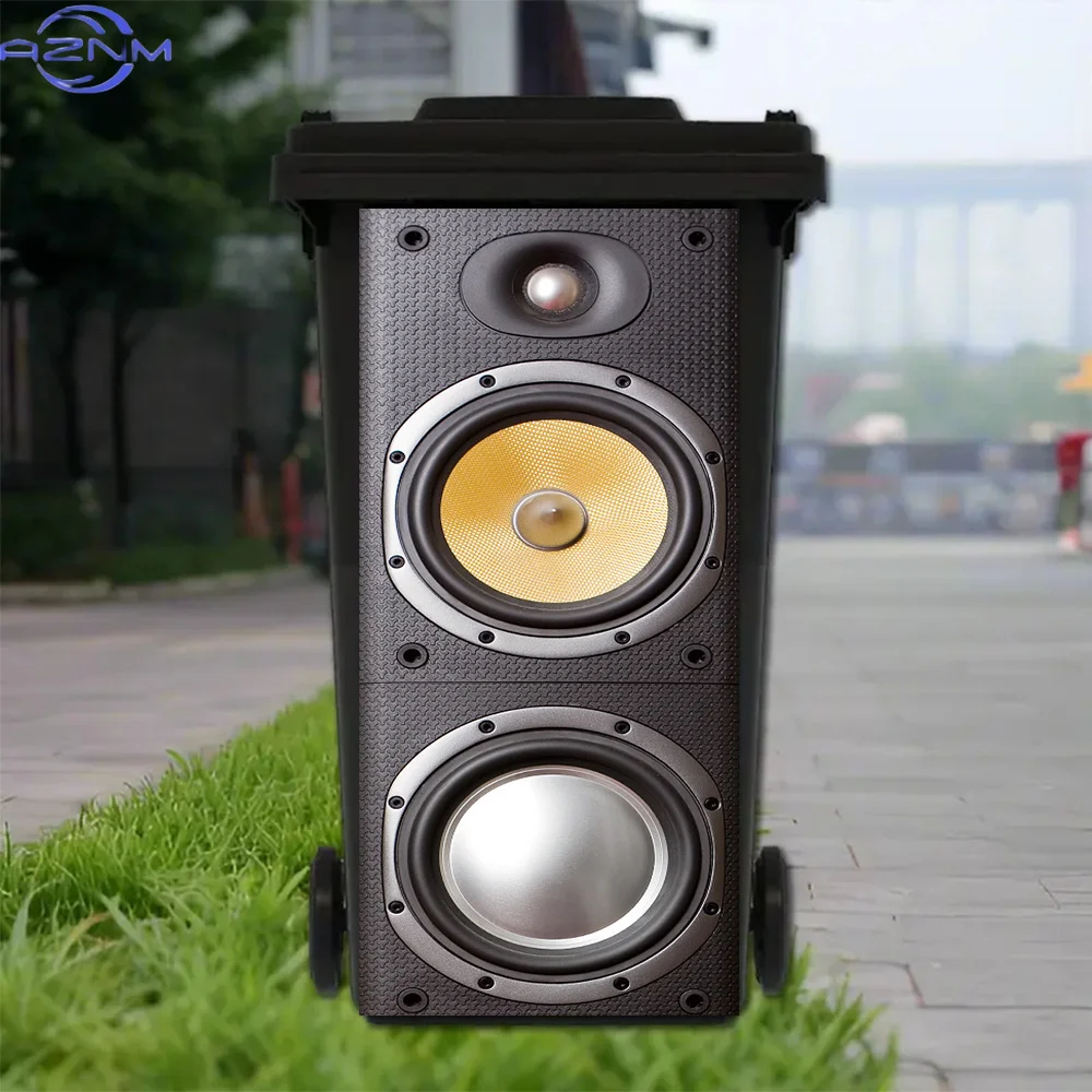 1pc Professional-Style Studio Monitor Speaker PVC Adhesive Trash Can Sticker - 30.99x70.0 cm Matte Finish, Self-Adhesive Remov