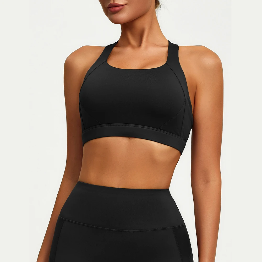 Women's Cross Back Yoga Bra New Nude High Elasticity Detachable Sports Bra Comfortable Fitness Bra for Active Wear