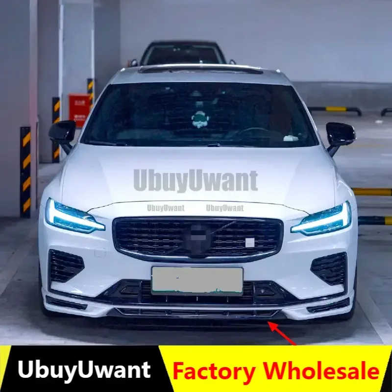 For Volvo NEW S60 V60 (Only For SPORT Style) 3 Pcs Front Bumper Lip Trunk Protector 2020-2025 Car Styling Unpainted / Carbon