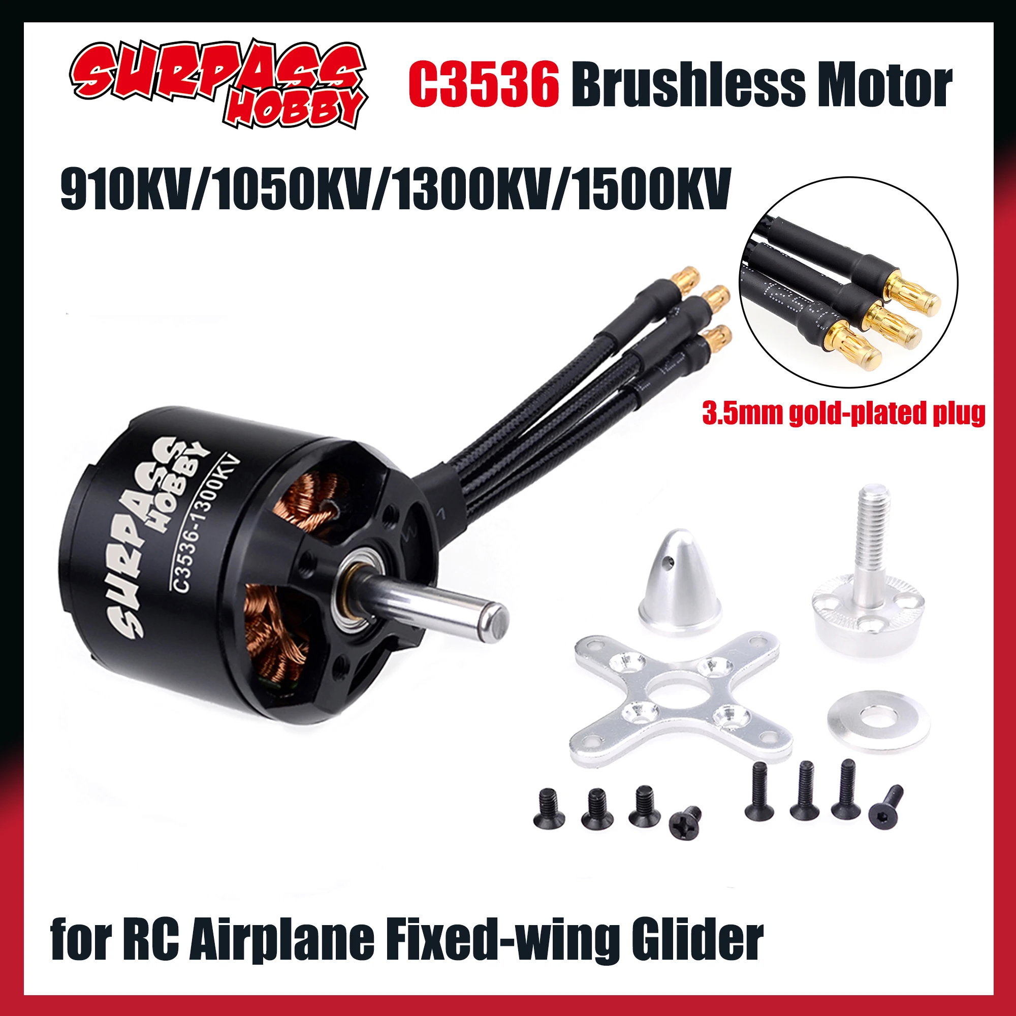 

SURPASS HOBBY C3536 3536 910KV 1050KV 1300KV 1500KV Бесщеточный двигатель для RC FPV Дрон Квадрокоптер Самолет Warbirds