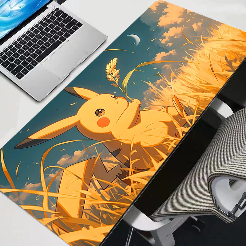 Tapis de souris durable, grand format, pour Gamer, Pokemon Pikachu, XXL, pour clavier et bureau, tapis de souris en caoutchouc, pour ordinateur portable