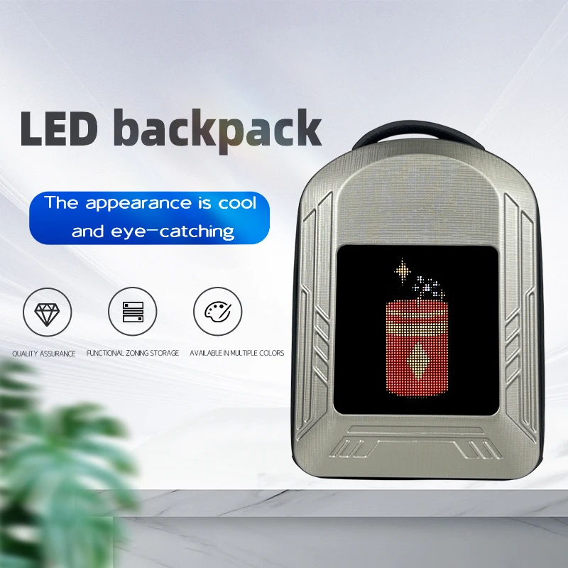 LED backpack illuminated shoulders bag large eyes cool display DIY hard shell waterproof computer casual School bag knapsack