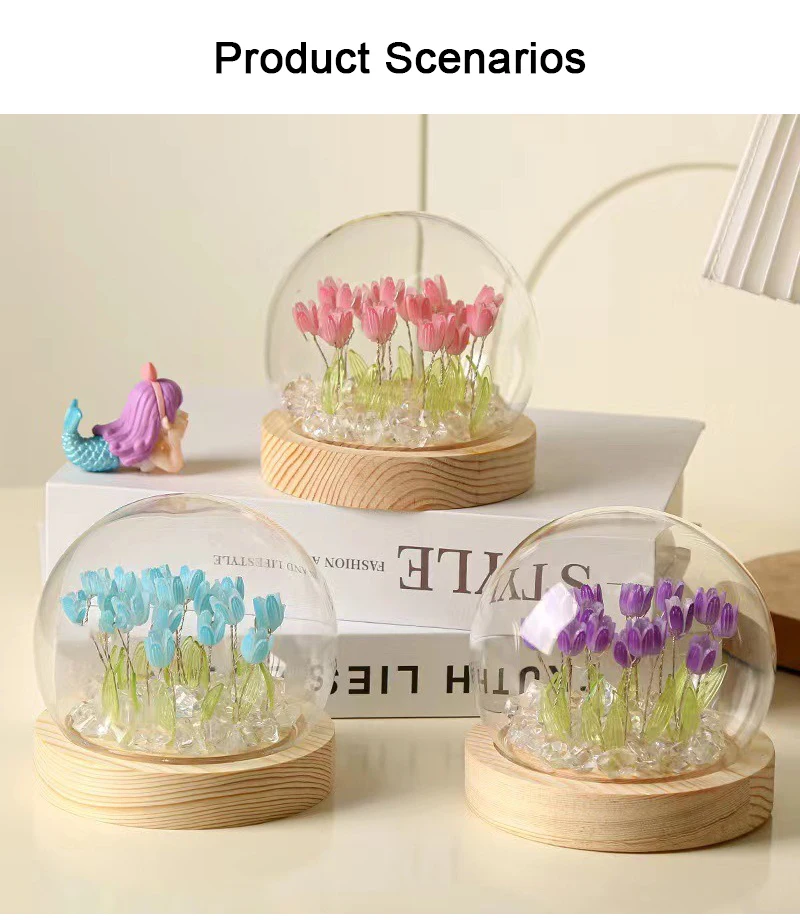 Künstliche Tulpe Blume Nachtlicht Ornamente handgemachte DIY Nachttische LED Nachtlampe Schlafzimmer Schreibtisch Dekor Geburtstagsgeschenke Tischlampe – Detail 14