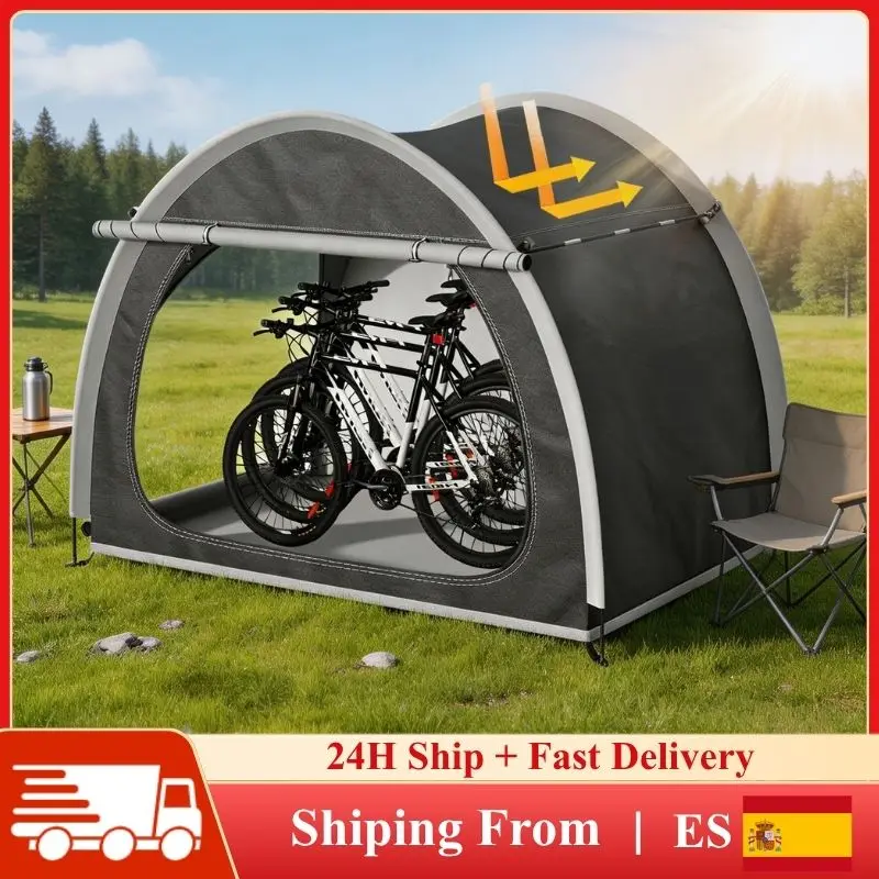 Carpa para bicicletas para 2 bicicletas, tela Oxford 210D, impermeable, resistente a los rayos UV, fácil de montar, cobertizo de almacenamiento para exteriores para herramientas de jardín, juguetes