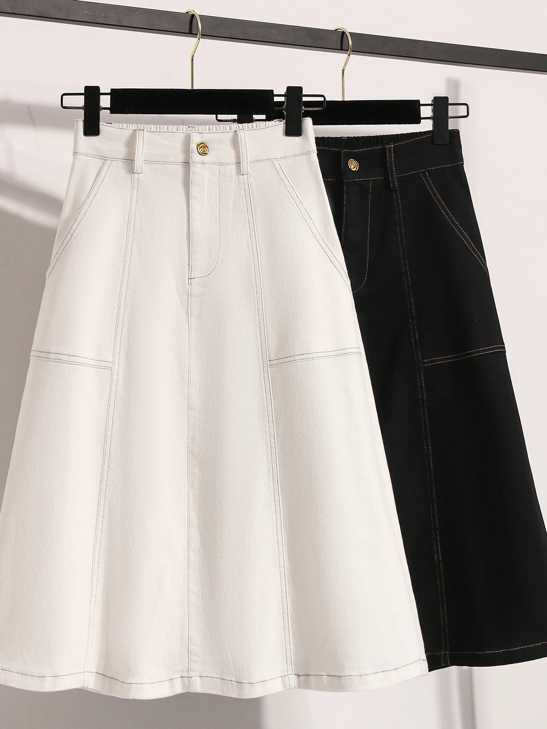 Loose High Waist Denim  Skirt for Women Summer Autumn plus Size A-Line Umbrella Skirt Comfortable Casual High Waist Skirt