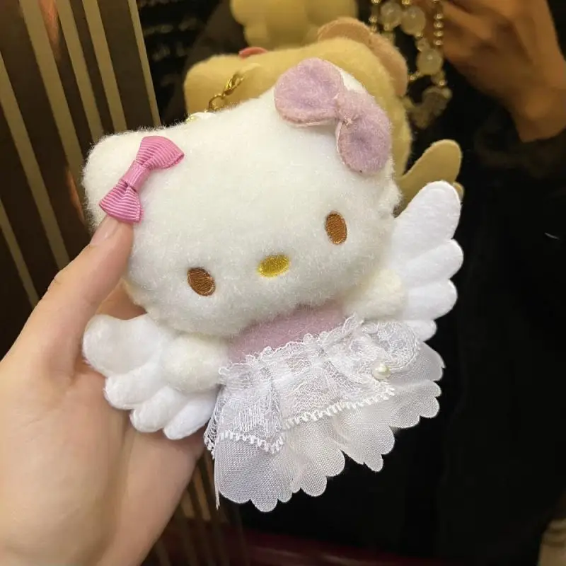 Hello Kitty Fairy Dress Angel Plush Keychain Sanrio Cartoon Cute Plush Pendant Backpack Decoration Accessories Stuffed Toys Gift