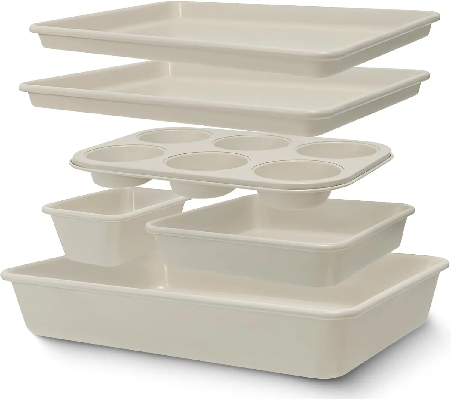 

6-Piece Nonstick Bakeware Set with Cookie Sheet, Roaster Pan, Square Pan, Loaf Pan, Muffin Pan for Oven Cooking