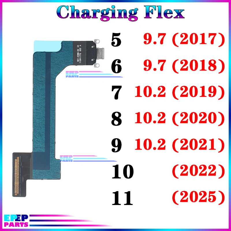 

USB Ports Charger Dock Connector Microphone Cable for Ipad 5 6 7 8 9 10 11 9.7 10.2 2020 2021 2022 2025 Generation Charging Flex