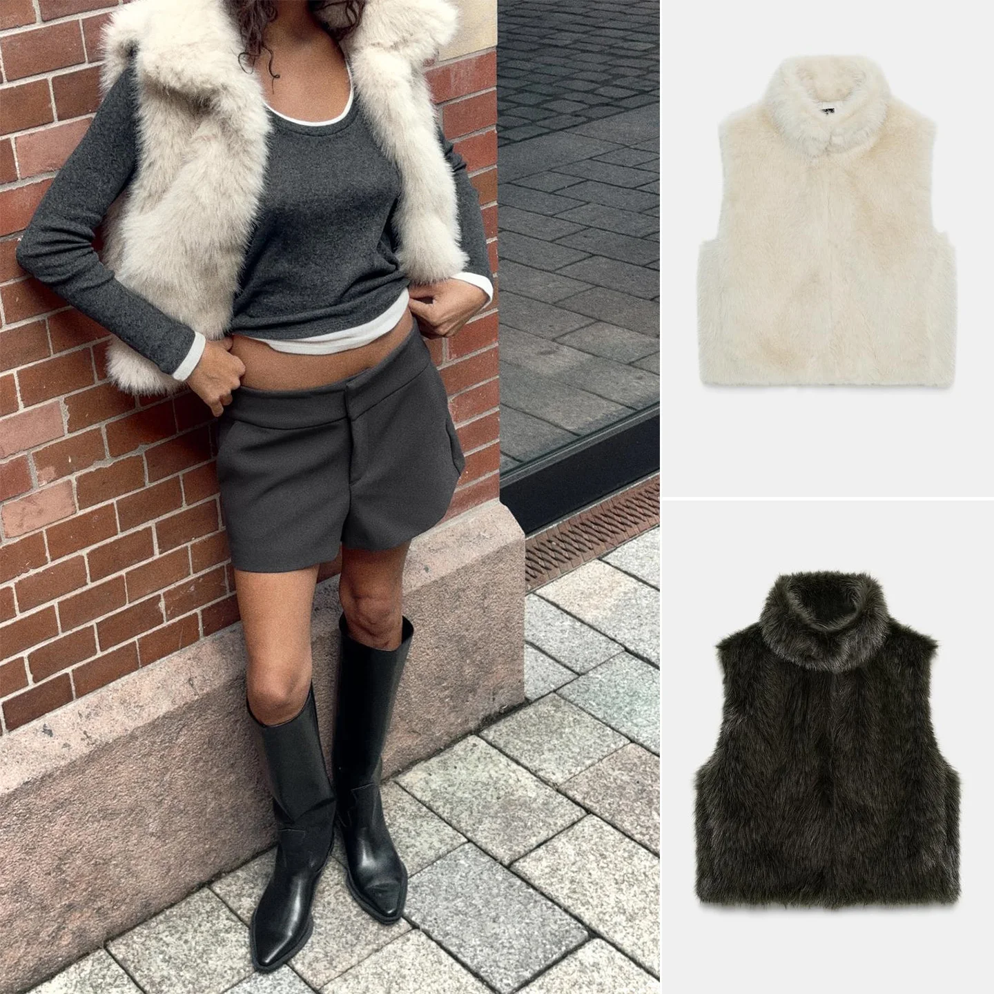 

Fall New Arrival Women's High Collar Svel Faux Fur Effect Vest Commute Sle Regular Length Zipper Pure Color Polyester...