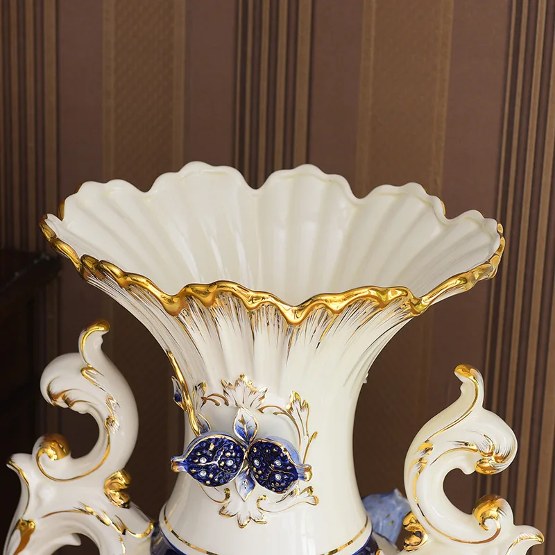 Painted pomegranate floor-to-ceiling vase