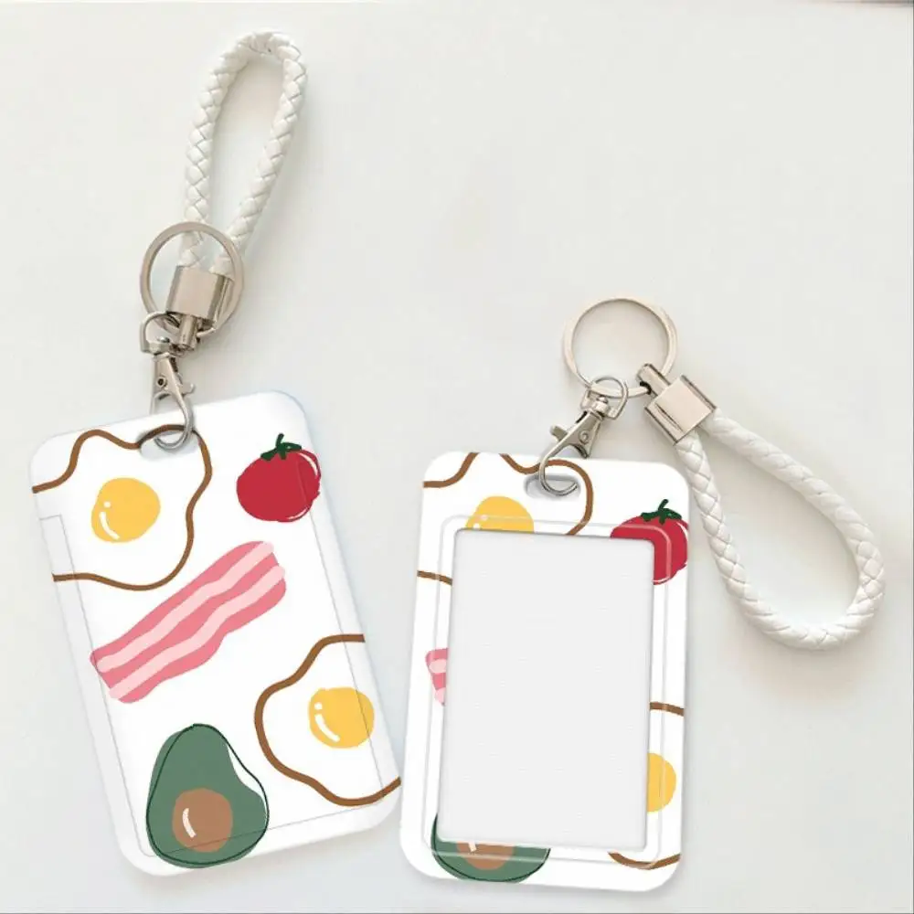 Breakfast Food Theme ID Card Holder White Plastic Shell Avocado Strawberry For Doctor Nurse Student Bank Bus Card Gift