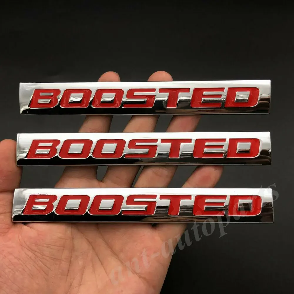 3pcs Metal Chrome BOOSTED Car Trunk Emblem Badge Decals Sticker Turbo Engine