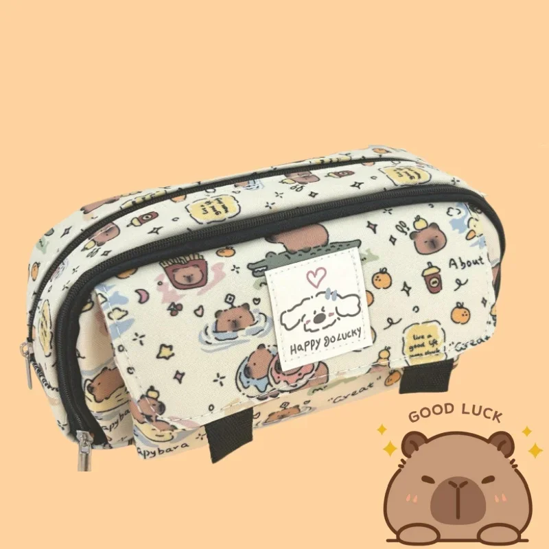 

Kawaii Capybara Pencil Case Large Canvas Pen Bag School Pencil Case Kawaii Stationery Aesthetic School Items Back To School