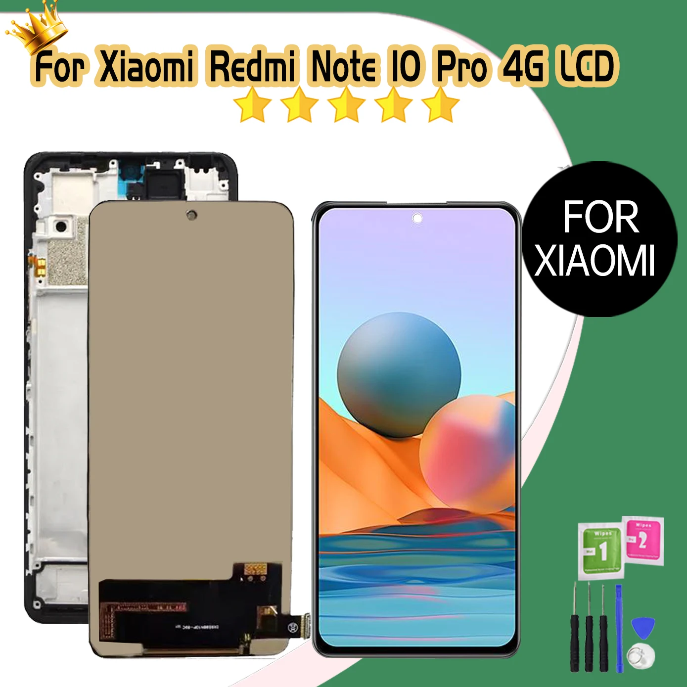 AAA Quality For Redmi Note10Pro 4G M2101K6G LCD Display For Xiaomi Redmi Note 10 Pro LCD Display Touch Screen Replace with Frame