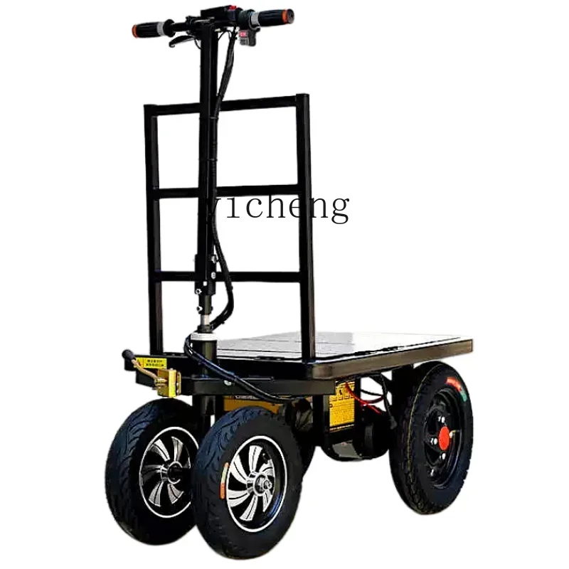 TQH electric flatbed truck truck construction site pulling yellow sand cement trolley four-wheel folding decoration into