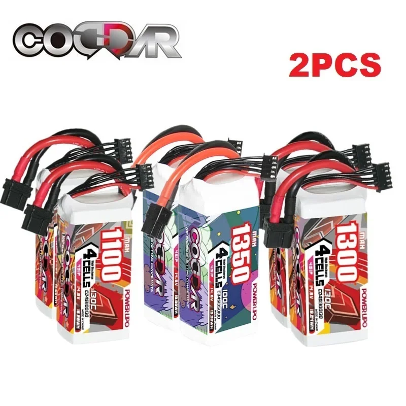 2PCS CODDAR Lipo 4S 6S 14.8V 22.2V Battery 1100mah 1300mah 1350mah 100C 130C For FPV Drone Quadcopter Helicopter With XT60 Plug