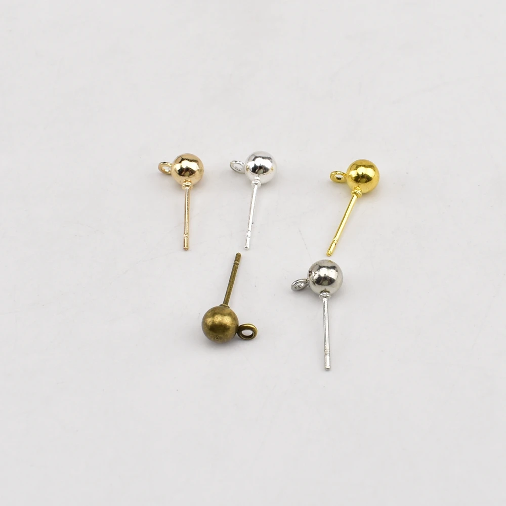 50Pcs/Lot 3 4 5 mm Ball Bead Head Pins Stud Earrings Needles Accessories Earrings Basic Pins For Jewelry Making Supplies