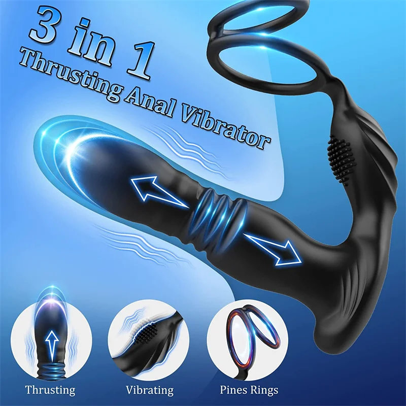 Male Prostate Massage Telescoping Vibration Wireless 10 Modes Silicone Anal Butt Plug Vibrator Sex Toys For Men Masturbation