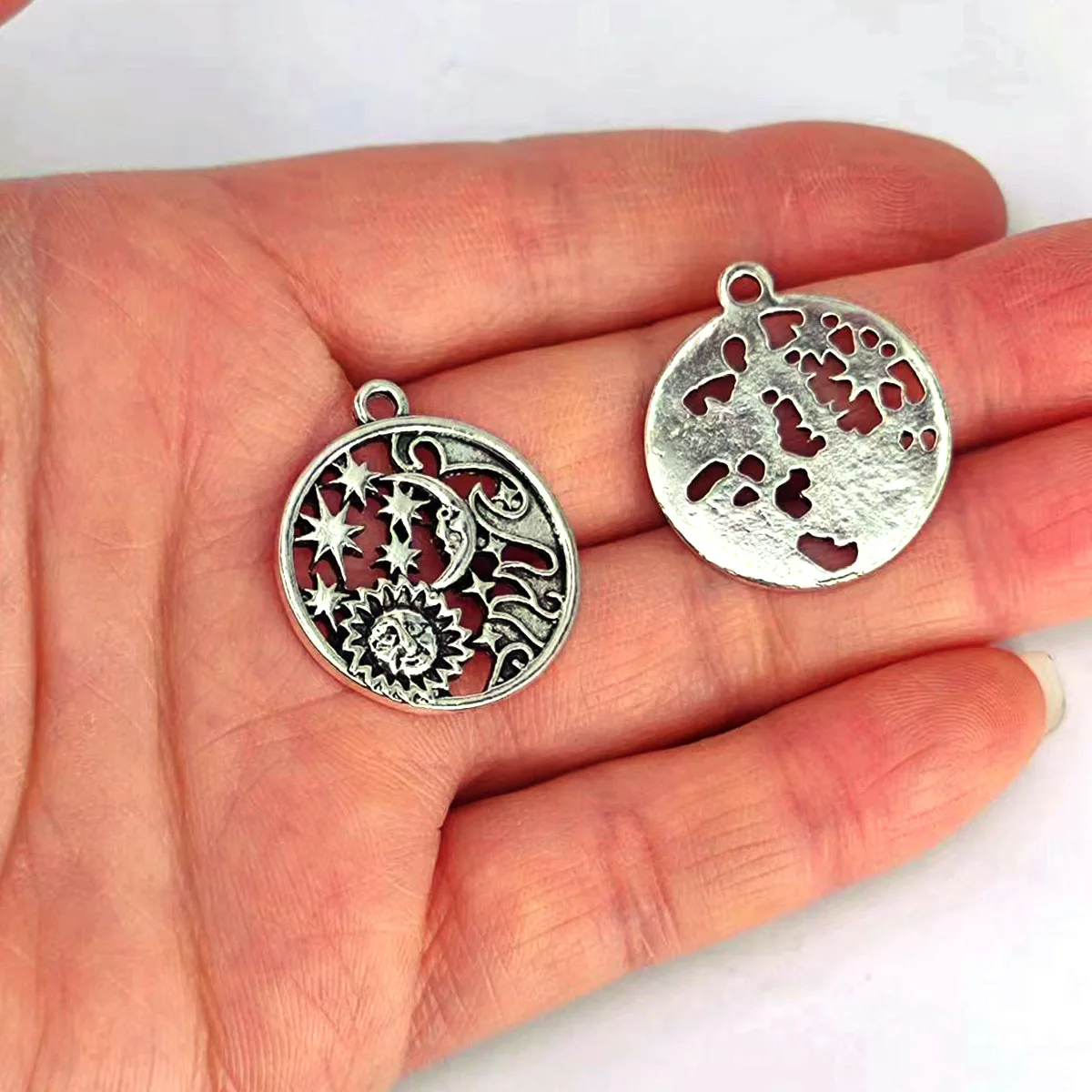 

50pcs free shipping Ancient Silver color Sun Star Moon Cloud charm for DIY