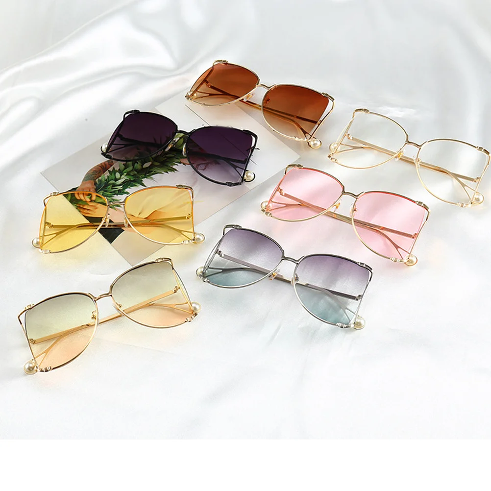 

Women Sunglasses Fashion Metal Frame Transparent Pink Lens Lightweight Uv Protection Party Glasses Stylish Outdoor Wear