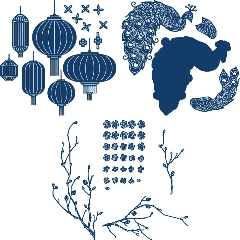 Chinese Style Frame Magnolia Leaves Metal Cutting Dies Scrapbook Diary Decoration Stencil Embossing Template DIY Greeting Card