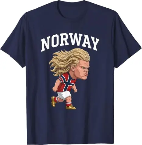 Lustiges Norwegen Ro Norwegian T-Shirt für Männer, Frauen, Jungen, Y2k, niedliches Cartoon Haaland 9 Grafik-Fußball-T-Shirt, modische Fußballbekleidung, Geschenk – Detail 13