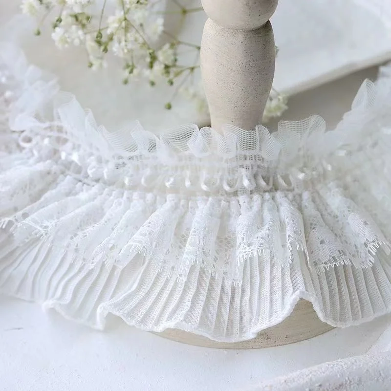 8.5cm Wide White Sretch Lace Accessories Cuffs Suspenders Baby Skirts Clothing Collar Cuffs Decorative Hair Band Diy Material