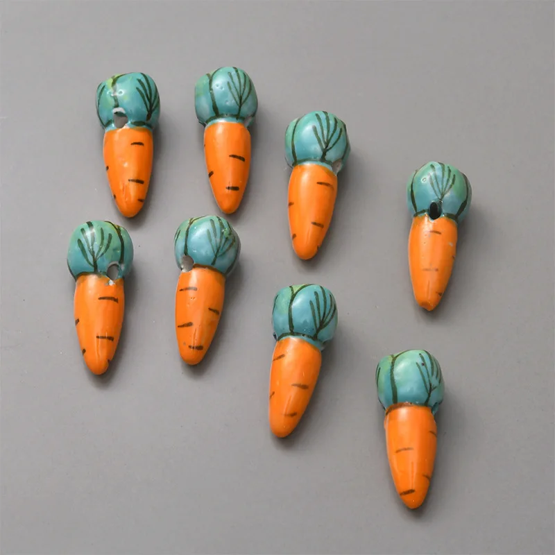 5pcs 27x12mm Hand Painted Carrot Ceramic Beads Loose Spacer Necklace Earring Pendant Bead For Jewelry Making Bracelet - Image 5