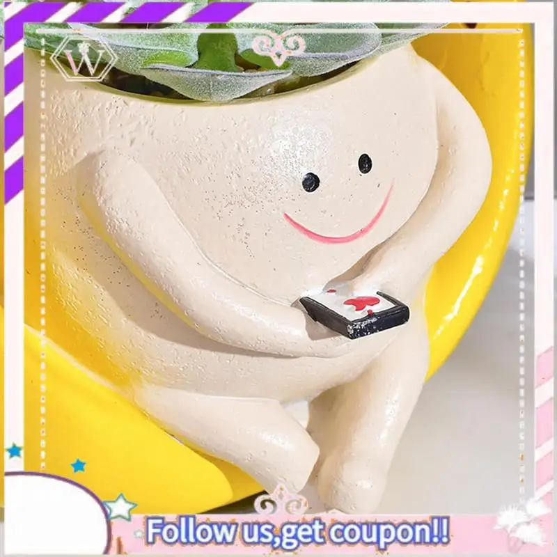 

Premium Swing Face Planter Pot Hanging Smile Face Resin Flower Pot For String Of Pearl Plant Live Indoor Outdoor Plants