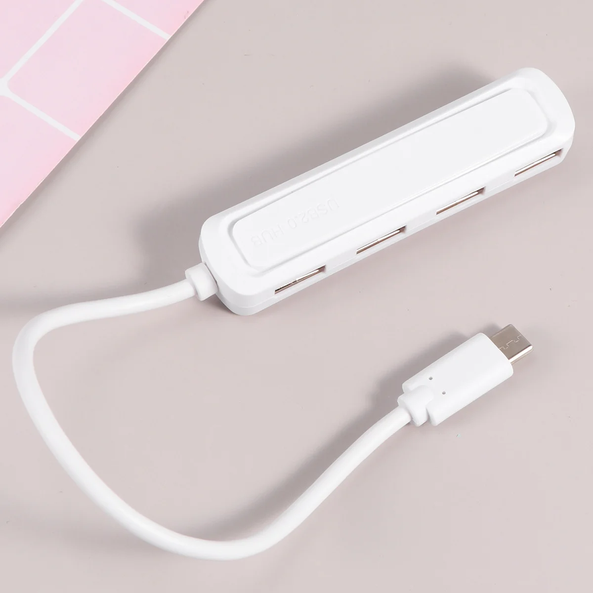 

1pc Type-C To 4 Usb 2.0 Hub Converter Otg Adapter For Usb-C Splitter Black Abs Alloy Material High Speed Data Transfer