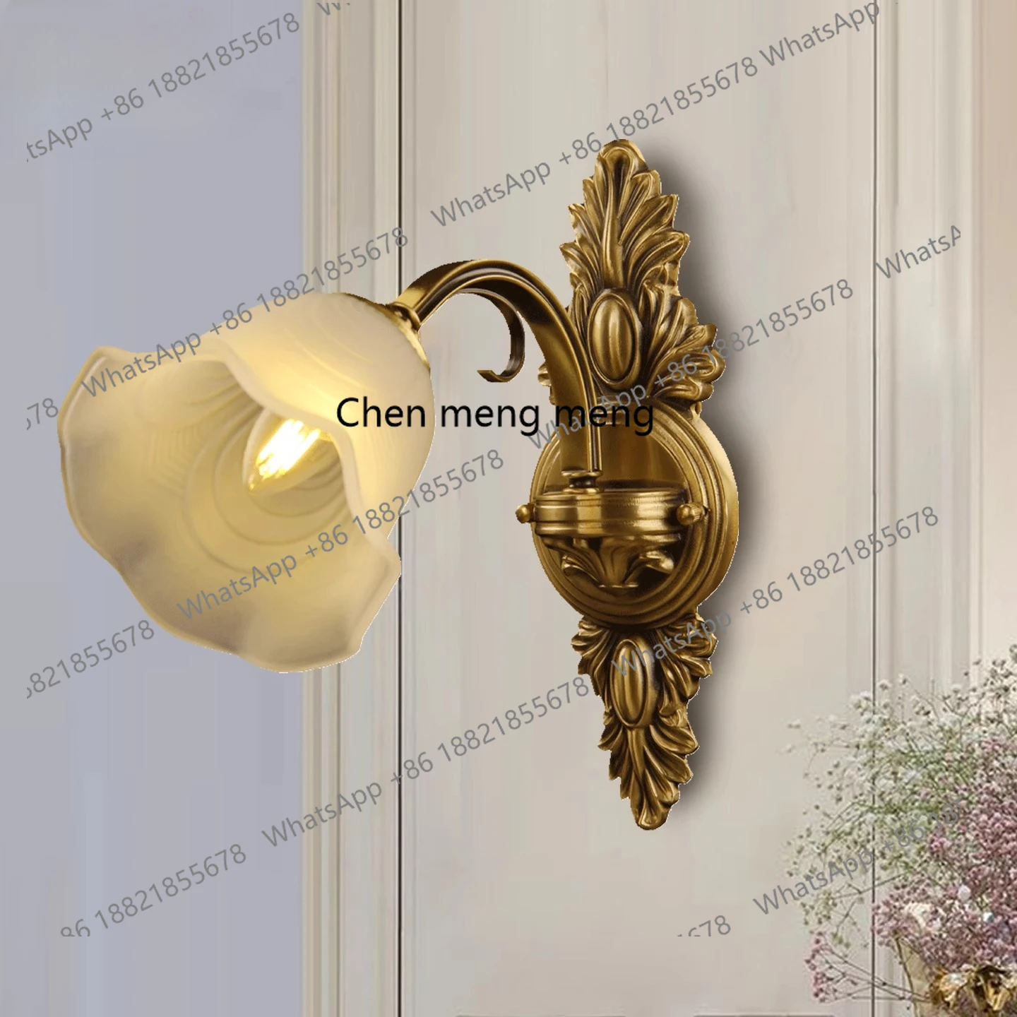 All copper wall lamp single head living room sofa background wall lamp American simple villa corridor aisle lamp B126